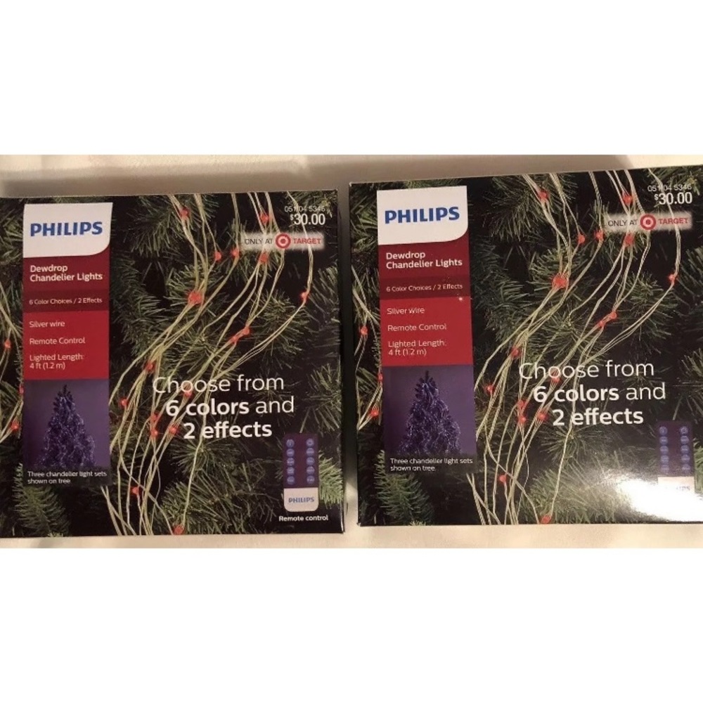 Lot of 2 Philips 100ct DEWDROP CHANDELIER LIGHTS